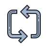 Circular arrows representing the concept of recycling or refreshing content, emphasizing sustainability and continuous improvement.